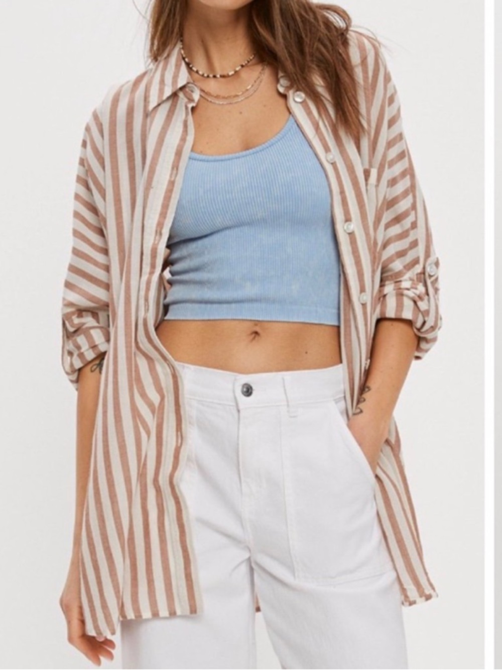 American Eagle | Oversized Striped Button Down Shirt , Size XS